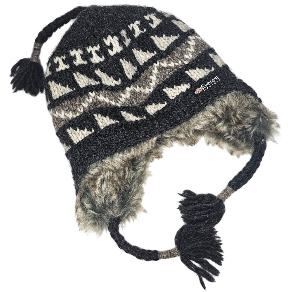 Everest Kids Wool Earflap Hat Winter Beanie Fleece Faux Fur Lined Sherpa 5-12